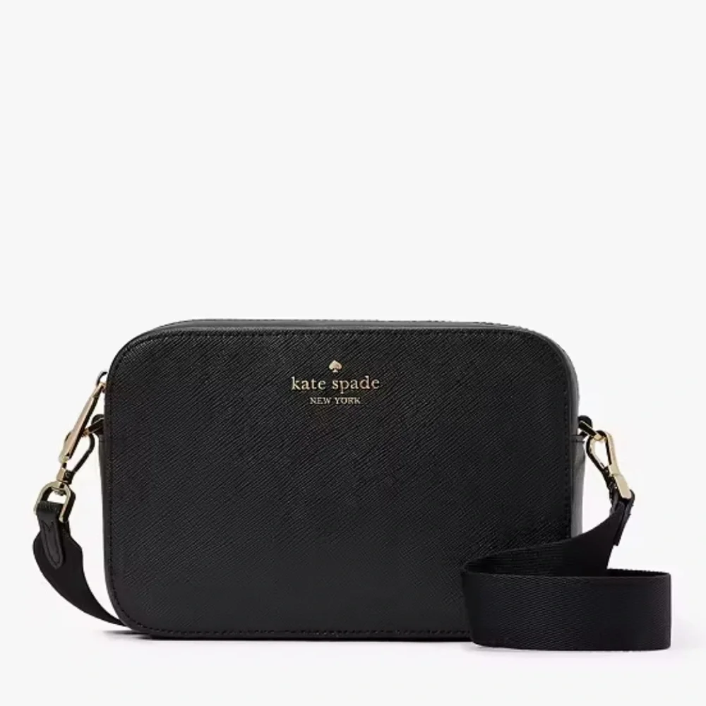 KATE SPADE *Madison* black leather camera rectangle crossbody mini bag purse